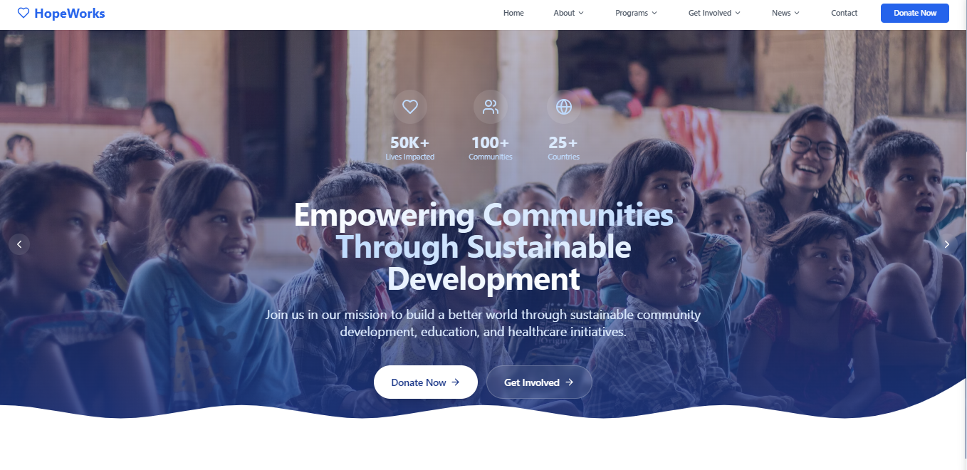 HopeWorks NGO Website